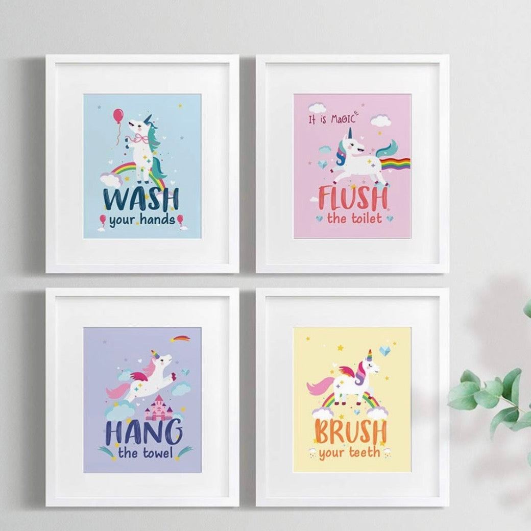 Watercolor Unicorn Bathroom Wall Art