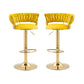 IRENE — Velvet Knot Back Swivel Bar Stools 2pc Set