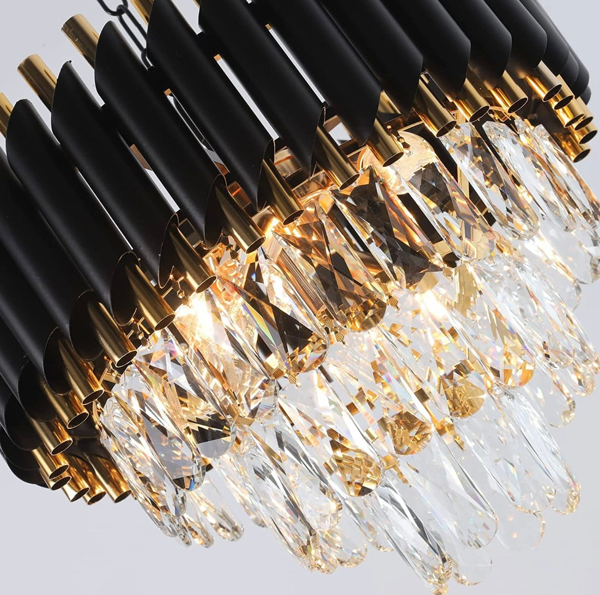 GISELLE — Black & Gold Tiered Crystal Chandelier