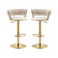 IRENE — Velvet Knot Back Swivel Bar Stools 2pc Set
