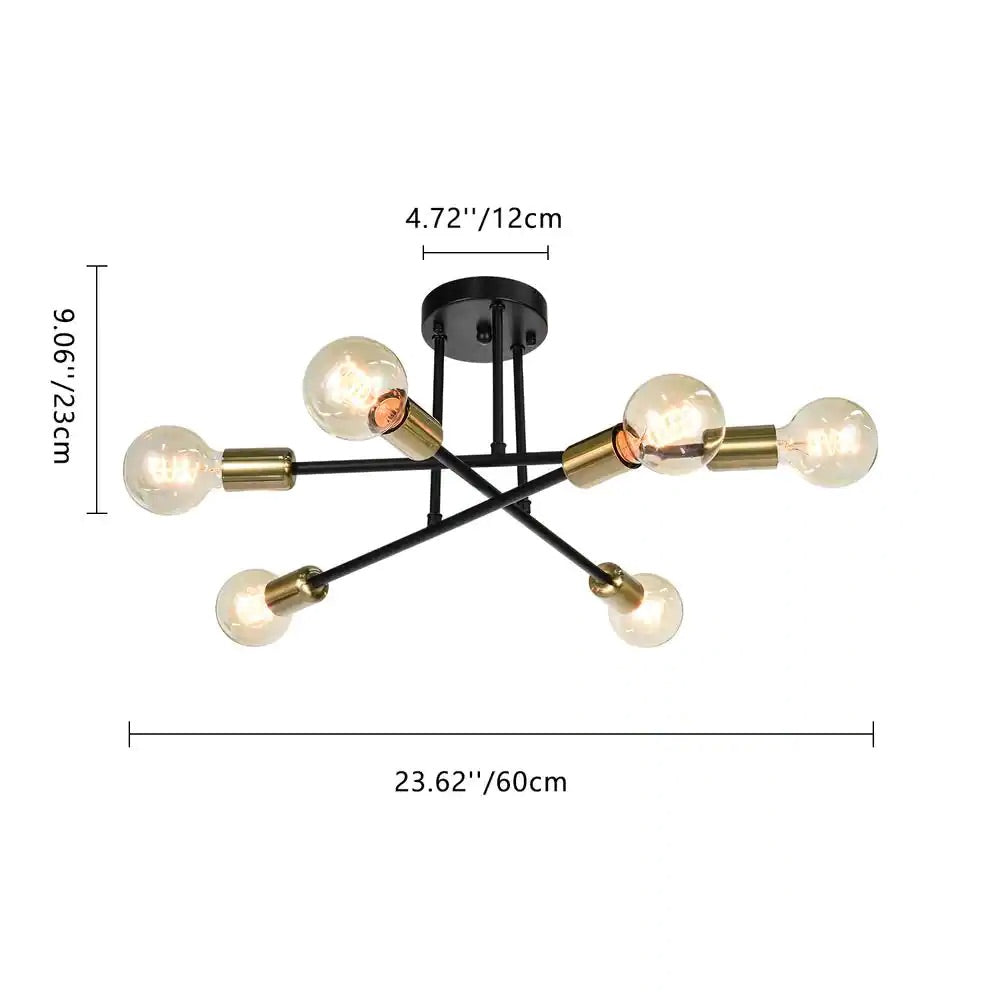 GRANT — 6 Light Sputnik Semi-Flush Mount