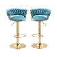 IRENE — Velvet Knot Back Swivel Bar Stools 2pc Set