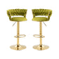 IRENE — Velvet Knot Back Swivel Bar Stools 2pc Set