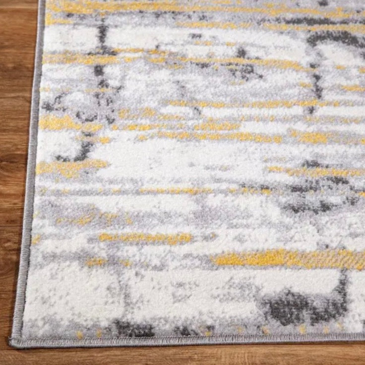 Yellow & Gray Abstract Area Rug