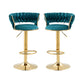IRENE — Velvet Knot Back Swivel Bar Stools 2pc Set