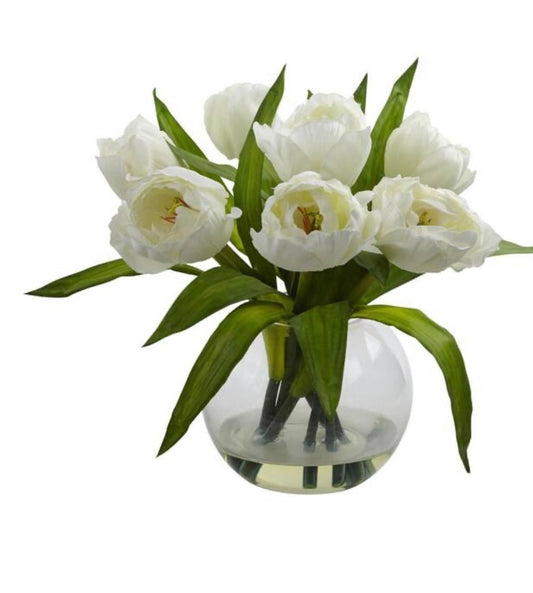 Faux White Tulip Arrangement