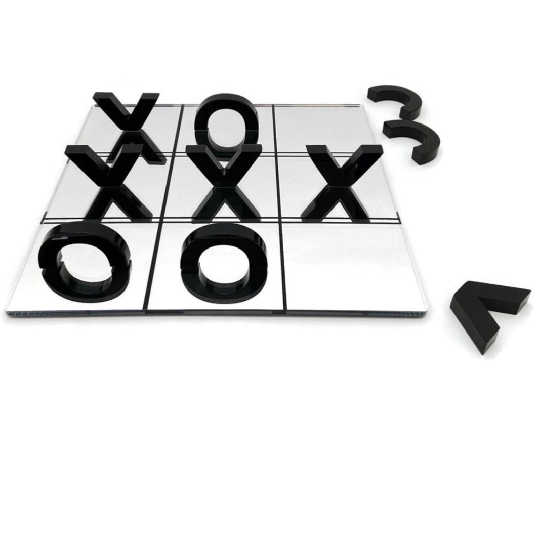 Black Acrylic Mirrored Tic-Tac-Toe