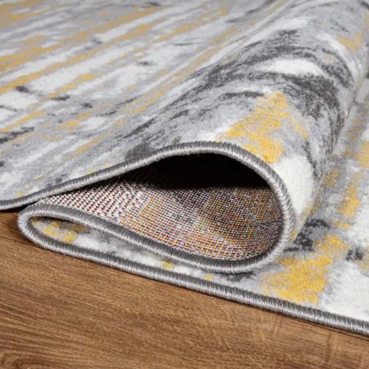 Yellow & Gray Abstract Area Rug