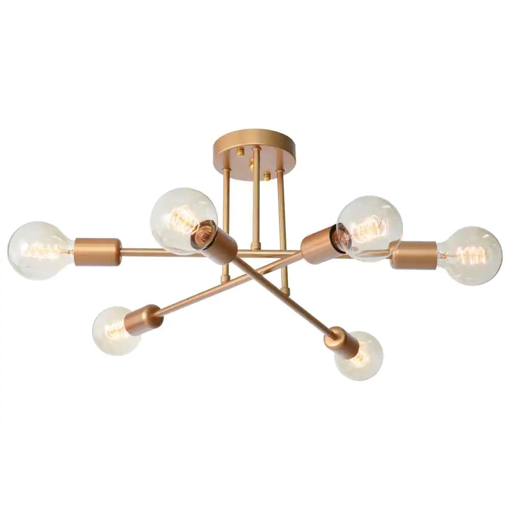 GRANT — 6 Light Sputnik Semi-Flush Mount