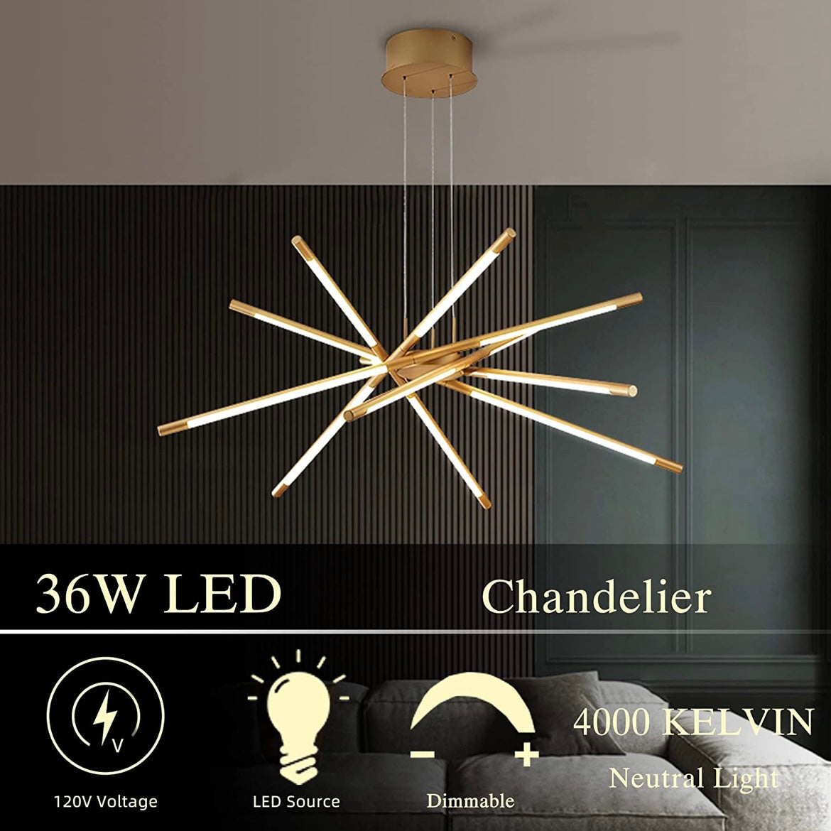 GIA — 12 Light LED Stick Chandelier