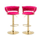 IRENE — Velvet Knot Back Swivel Bar Stools 2pc Set