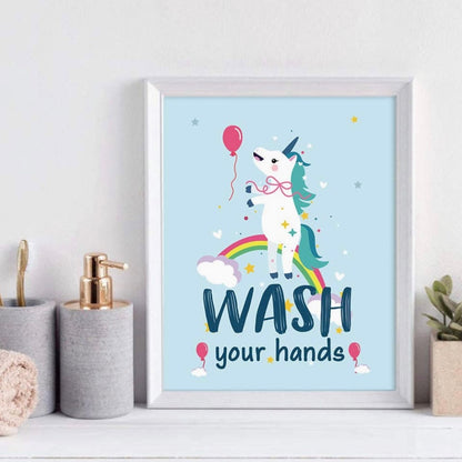 Watercolor Unicorn Bathroom Wall Art