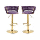 IRENE — Velvet Knot Back Swivel Bar Stools 2pc Set